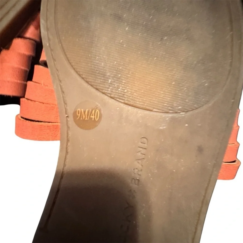 Lucky Brand Women’s Baneen Orange Leather Bohemian Slides Sandals 9M